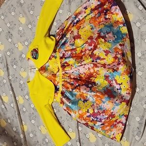 6-9 month Holiday Editions Dress with bright yellow cardigan
